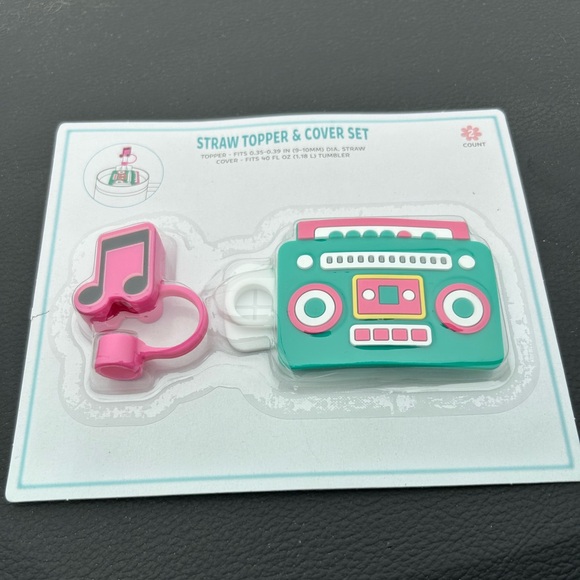 Target Bullseye Playground Stanley Straw Topper Set Retro Mix Tape Cassette NEW - Picture 1 of 2